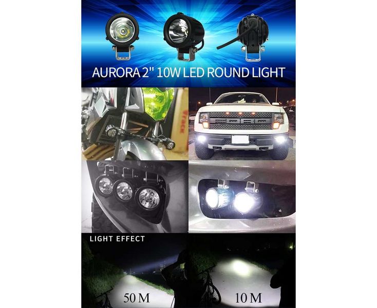 Aurora ALO-R-2-P6T LED фара (2шт.) 6см 10W – дальнього світла, світлодіодна кругла ALO-R-2-P6T-PAIR-H фото