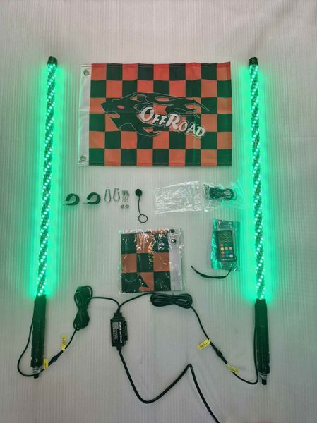 LED флагштоки ATV22 PRO 89см, комплект 2шт., возможность подключения стопов и поворотников, управление через пульт или приложение ATV22-LEDWHIP-89-PRO-PAIR фото