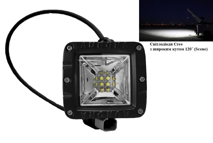 Aurora ALO-2-E12T LED фара (2шт.) 8,2см 40W – панорамного світла, світлодіодна квадратна ALO-2-E12T-PAIR-H фото