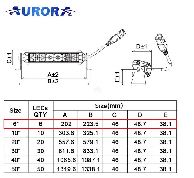 Aurora ALO-T-S5D1-6 золотисто-жовтого світіння cвітлодіодна LED фара балка 20см 30W ALO-T-S5D1-6-H фото
